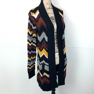 Missoni Target Women Size M Long Chevron Knit Striped Open Cardigan Pockets
